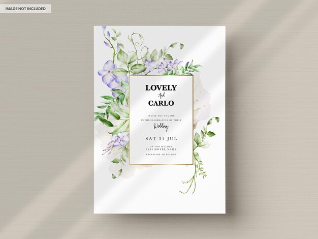 Elegant Wedding Invitation Template with Purple Flower – Free Download