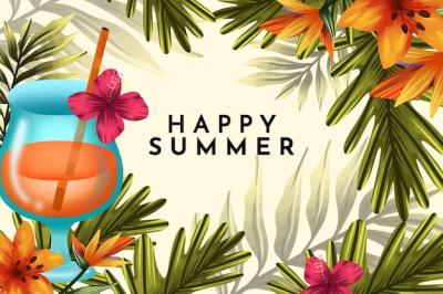 Happy Summer Hand Painted Watercolor Illustration – Free Download