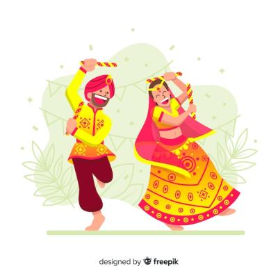 Dancing Couple Dandiya Background – Free Stock Photo for Download