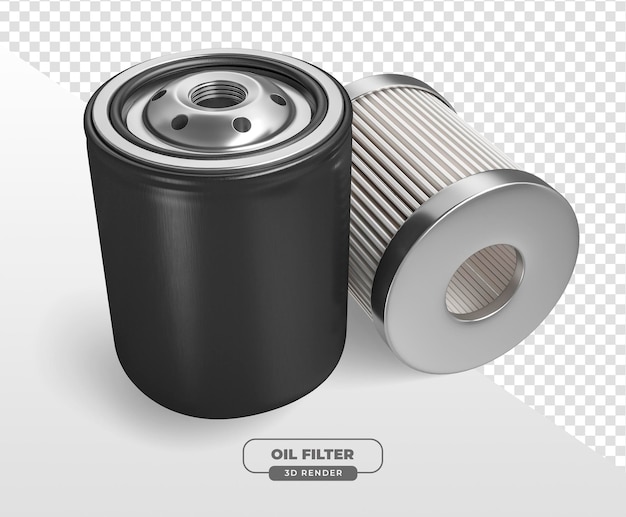 Realistic 3D Rendered Metal Oil Filter for Automotive Maintenance – Free Download