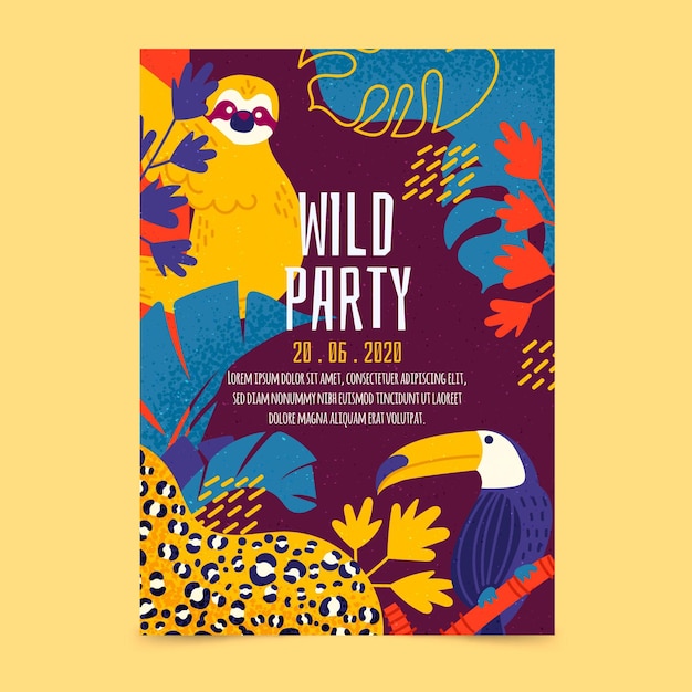 Tropical Party Poster Featuring Animals – Free Download