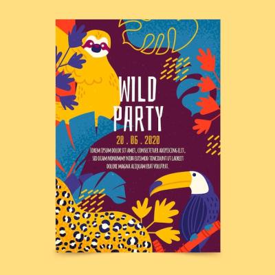 Tropical Party Poster Featuring Animals – Free Download