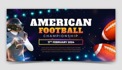 Realistic Horizontal Banner Template for American Football Championship – Free Download