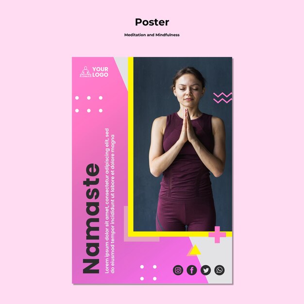 Flyer Template for Meditation and Mindfulness – Download Free Stock Photo