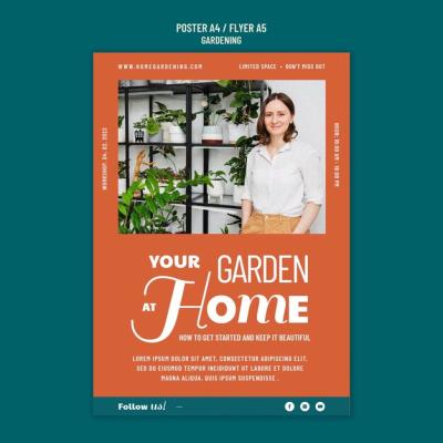 Flat Design Poster Gardening Template – Free Download