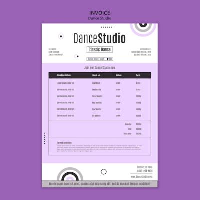 Flat Design Dance Studio Invoice Template – Free Download