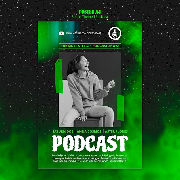 Space Themed Podcast Template for Poster – Free Download