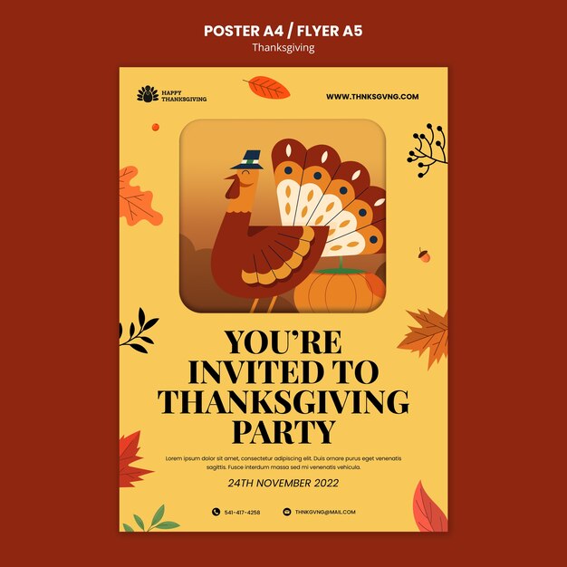 Vertical Poster Template for Thanksgiving Celebration – Free Download