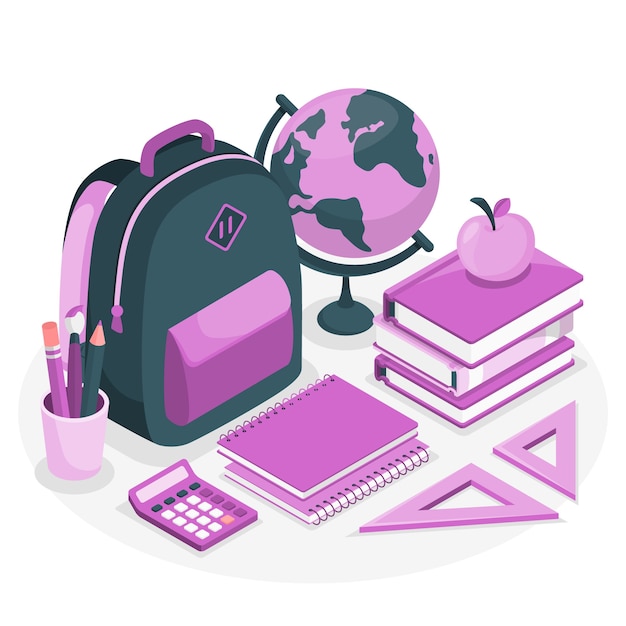 School Supplies Concept Illustration – Free Download