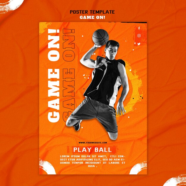 Vertical Basketball Poster Design – Free Download