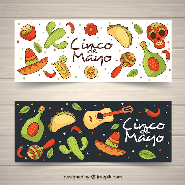 Cinco de Mayo Banners with Traditional Elements – Free Download