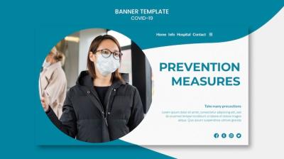 COVID-19 Prevention Measures and Mask Banner – Free Download