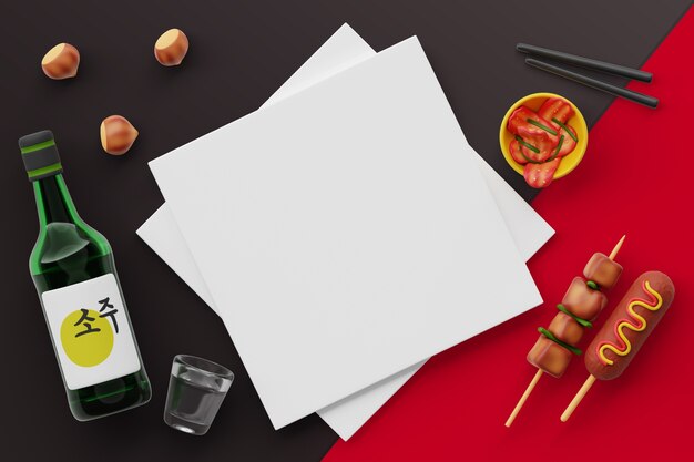 3D Rendered Korean Food Blank Banner – Free Download