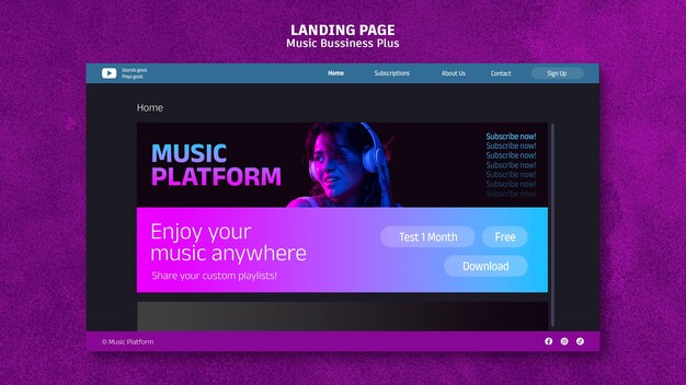 Gradient Music Platform Landing Page – Free Download