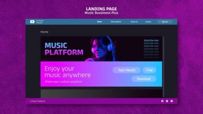 Gradient Music Platform Landing Page – Free Download