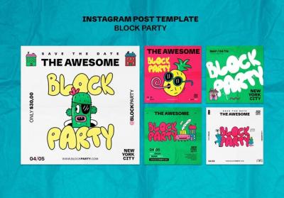 Block Party Template Design for Festive Celebrations – Free Download