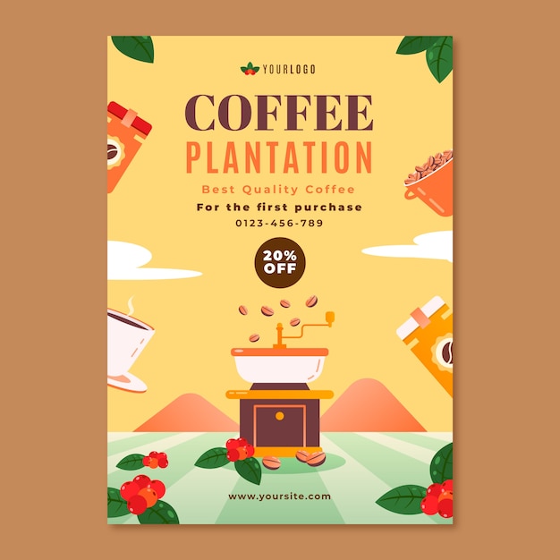 Coffee Plantation Poster Template – Free Download