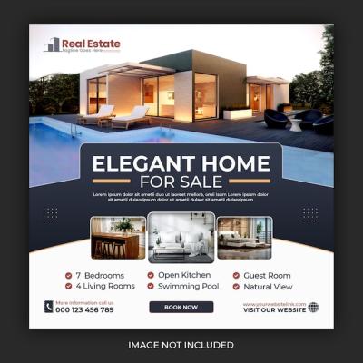 Real Estate House Property Instagram Post and Web Banner Promo Template – Free Download