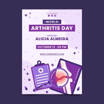 Hand Drawn Flat World Arthritis Day Vertical Poster Template – Free Download