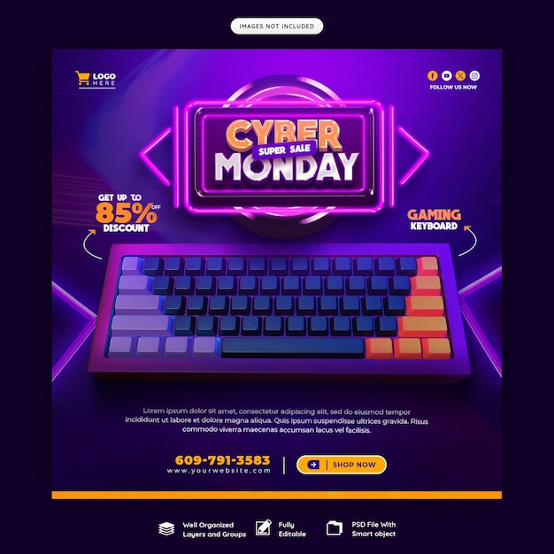 Cyber Monday Super Sale Social Media Banner Template – Free Download