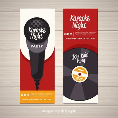 Flat Karaoke Party Banners Template – Free Download