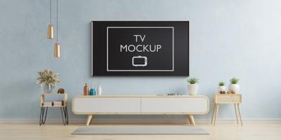 Modern Living Room 3D Rendering with TV Mock Up – Free Download