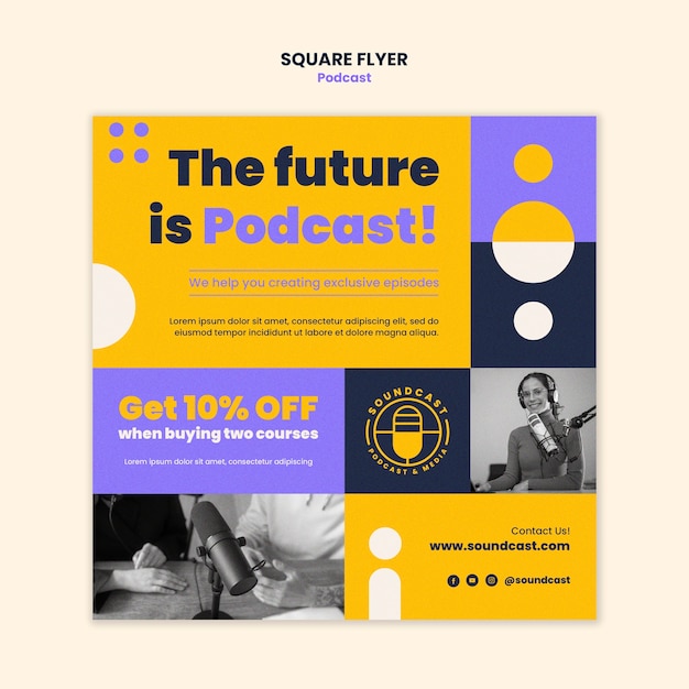 Podcasts Aesthetic Square Flyer – Download Free Stock Photo