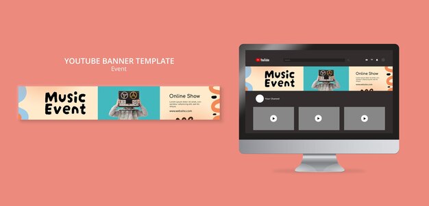 Flat Design Music Event YouTube Banner – Free Download