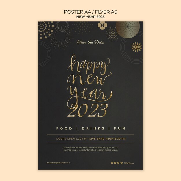 Golden New Year 2023 Poster Template – Free Download