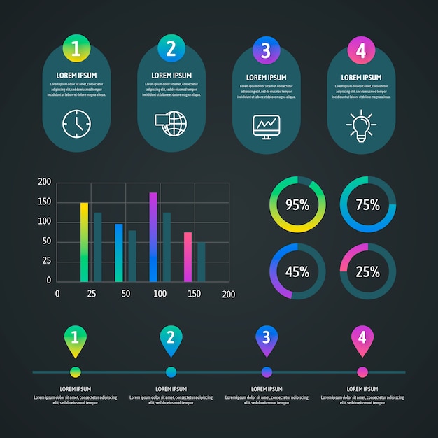 Gradient Element Collection for Infographics – Free to Download