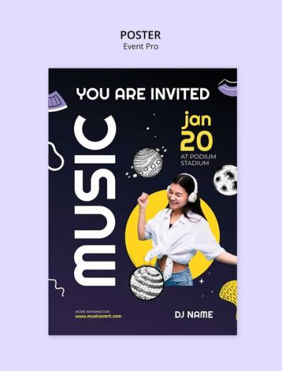 Flat Design Music Event Template – Free Download