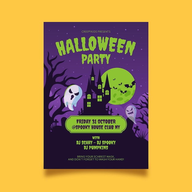 Flat Halloween Vertical Party Flyer Template – Free Download