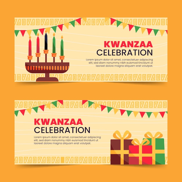 Flat Kwanzaa Horizontal Banners Set – Free to Download