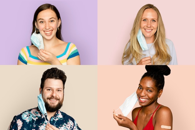 Smiling Diverse People Removing Face Masks in the New Normal – Free Stock Photo for Download