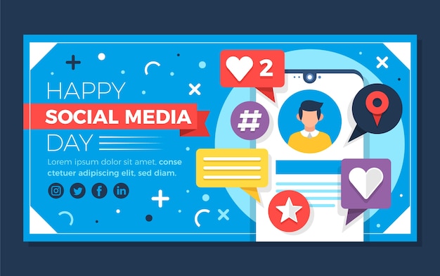 Flat Social Media Day Post Template – Free Download