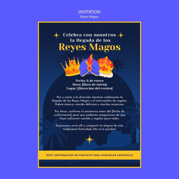 Reyes Magos Celebration Invitation Template – Free Download