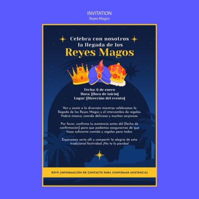 Reyes Magos Celebration Invitation Template – Free Download