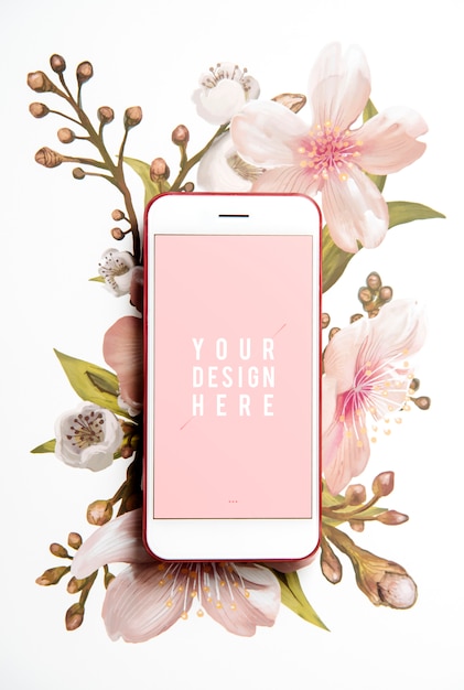 Floral Mobile Phone Screen Mockup – Free to Download