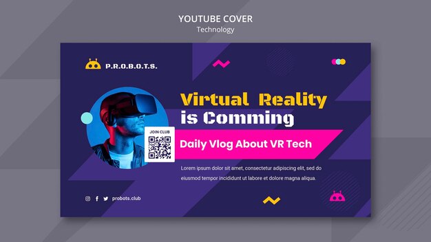 Creative Technology YouTube Cover Template Design – Free Download