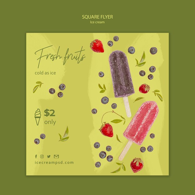 Ice Cream Square Flyer Design – Free Download