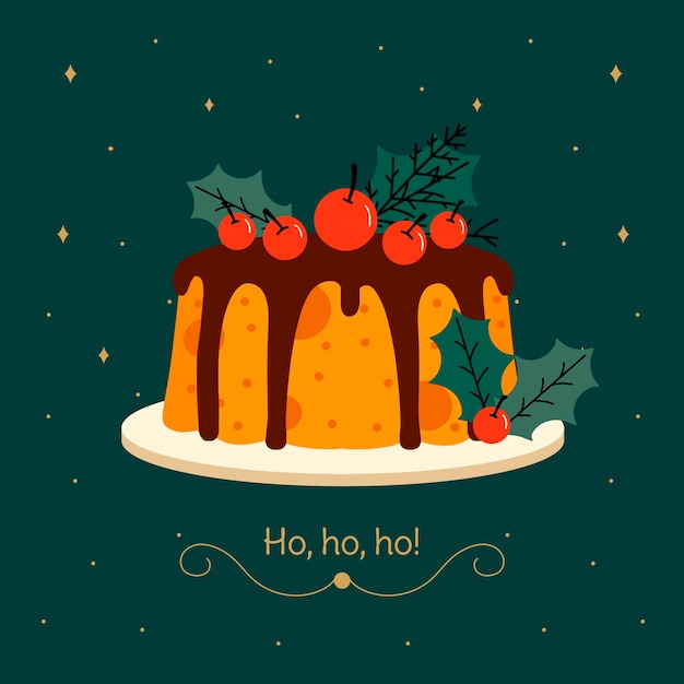 Flat Christmas Pudding Illustration – Free Download