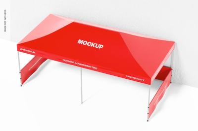 Outdoor Advertising Tent Mockup – High Angle View | Free Download