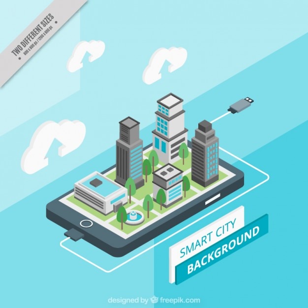 Isometric Technological City Background – Free Download