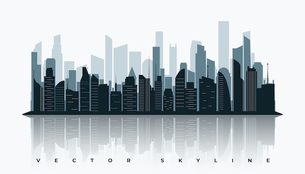 Urban Skyline City Building Silhouette Reflection Effect – Free Download