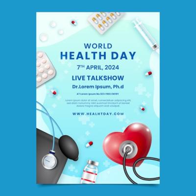 Vertical Poster Template for World Health Day Awareness – Free Download