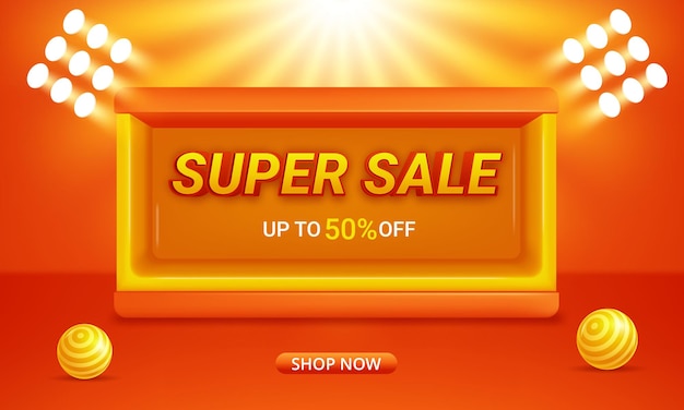 Shopping Day Super Sale Banner Template for Special Offers and Discounts – Free Download