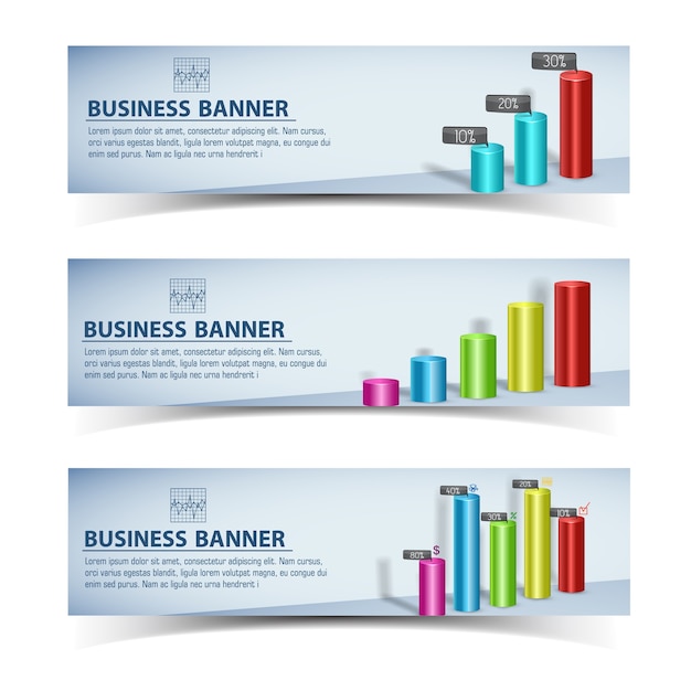 Business Infographic Template with Horizontal Banners and Colorful Chart Graph – Free Download