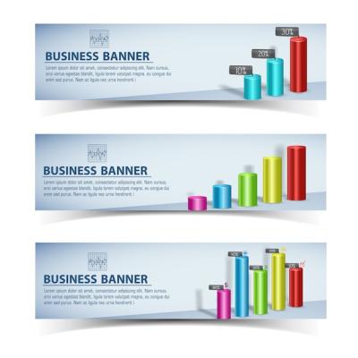 Business Infographic Template with Horizontal Banners and Colorful Chart Graph – Free Download