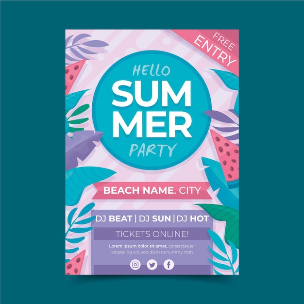 Summer Party Poster Concept – Free Download for Stunning Vector Templates