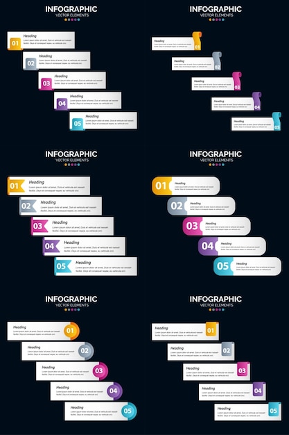 5 Steps Cycle Diagrams and Timelines Infographics Pack – Free Download